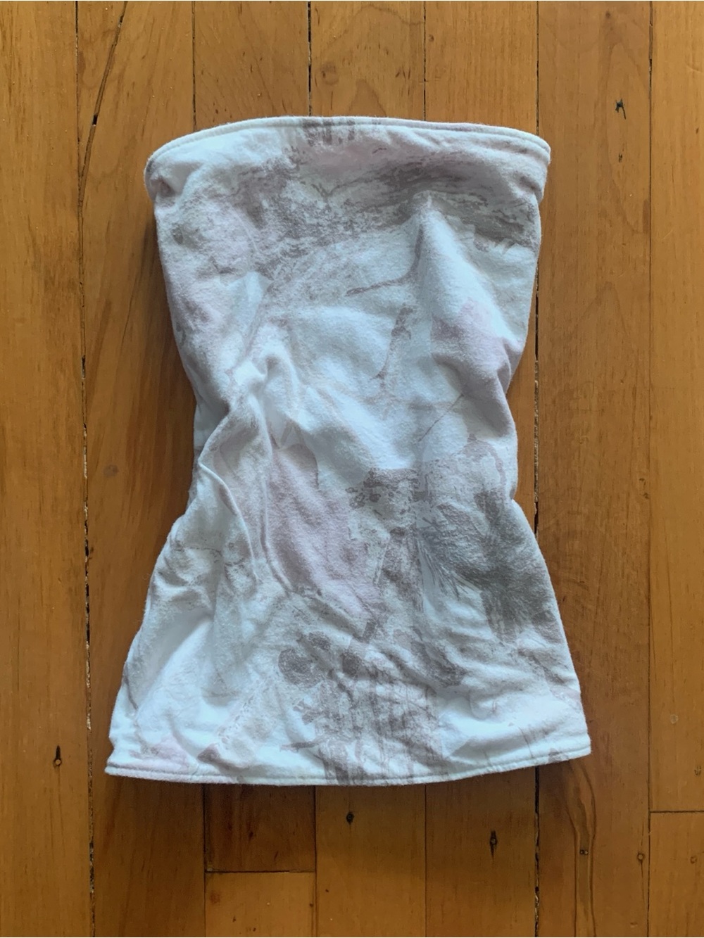 White Reversible Strapless Tube Top with Camo Print